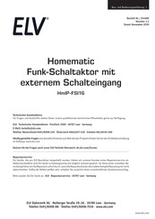 elv Homematic HmIP-FSI16 Bau- Und Bedienungsanleitung