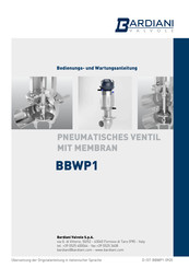 Bardiani Valvole BBWP1 L Bedienungs- Und Wartungsanleitung