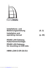 eQ-3 HomeMatic HMW-LGW-O-DR-GS-EU Installations- Und Bedienungsanleitung