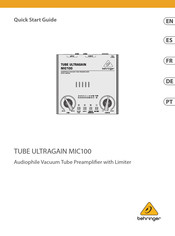 Behringer TUBE ULTRAGAIN MIC100 Anleitung