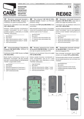 Came RE862 Kurzanleitung