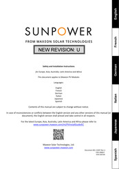 SunPower X Serie Sicherheitshinweise- Und Installationsanleitung