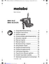 Metabo BHA 18 LT Originalbetriebsanleitung