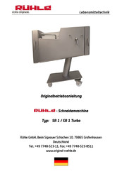 Ruhle SR 1 Turbo Originalbetriebsanleitung