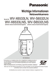 Panasonic WV-X6533LNS Wichtige Informationen
