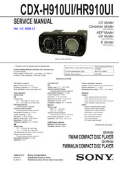 Sony CDX-H910UI Serviceanleitung