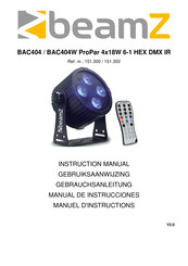 Beamz BAC404 ProPar 4x18W 6-1 HEX DMX IR Gebrauchsanleitung
