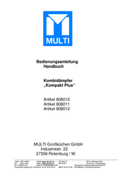 Multi Großküchen 808011 Bedienungsanleitung/Handbuch