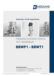Bardiani Valvole BBWP1 Bedienungs- Und Wartungsanleitung