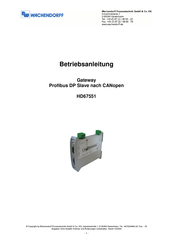 Wachendorff HD67551 Betriebsanleitung