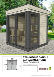 planeo Sauna Paradiso 2x2 Technisches Daten / Aufbauanleitung