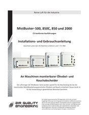 Air Quality Engineering MistBuster 850 Installations- Und Gebrauchsanleitung