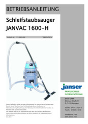 Janser JANVAC 1600-H Betriebsanleitung