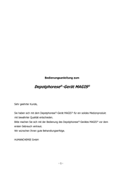 HUMANCHEMIE Depotphorese-MAGIS Bedienungsanleitung