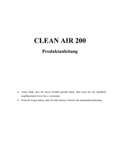Clean Air 200 Produktanleitung