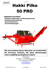 Hakki Pilke 50 PRO Montage-, Bedienungs- Und Wartungsanleitung