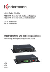 Kindermann 4K60 Audio Extraktor Inbetriebnahme- Und Bedienungsanleitung
