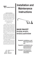 T&S BASE FAUCET B-0231 Installations- Und Wartungsanleitungen