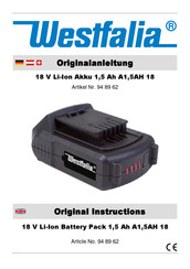 Westfalia A1,5AH 18 Originalanleitung