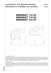 Beko BEKOMAT 3 E 63 Installation Und Betriebsanleitung