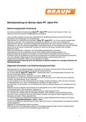 Braun Mulcher Alpha 2000 Betriebsanleitung