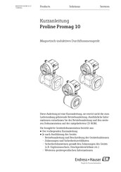 Endress+Hauser Proline Promag 10W Kurzanleitung