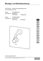 Franke PR3O0020 Montage- Und Betriebsanleitung