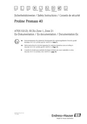 Endress+Hauser Proline Promass 40 Bedienungs- Und Sicherheitshinweise