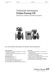 Endress+Hauser Proline Promag 53E Technische Information