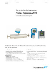 Endress+Hauser Proline Promass A 500 Technische Information