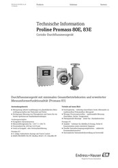 Endress+Hauser Proline Promass 80E Technische Information