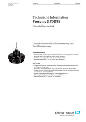 Endress+Hauser Prosonic S FDU95 Technische Information