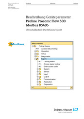 Endress+Hauser Proline Prosonic Flow 500 Modbus RS485 Betriebsanleitung
