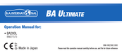 B.A. International BA ULTIMATE BA280L Betriebsanleitung