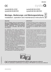 Esco systeQ-M-SL-ESC Montage-, Bedienungs- Und Wartungsanleitung