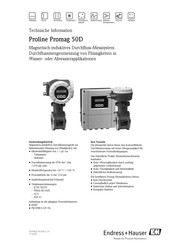 Endress+Hauser Proline Promag 50D Technische Information