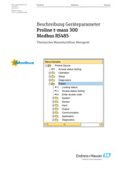 Endress+Hauser Proline t-mass 300 Modbus RS485 Betriebsanleitung