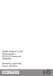 OWIM UNITED OFFICE HG01640 Bedienungs- Und Sicherheitshinweise