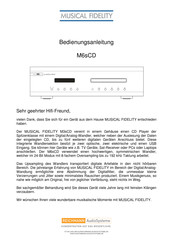 Musical Fidelity M6sCD Bedienungsanleitung