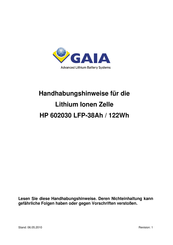 GAIA HP 602030 LFP-38Ah/122Wh Handhabungshinweise