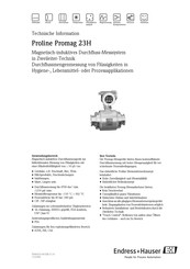 Endress+Hauser Proline Promag 23H Technische Information