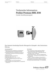 Endress+Hauser Proline Promass 80H Technische Information