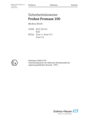 Endress+Hauser Proline Promass 100 Sicherheitshinweise