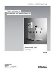 Vaillant ecoPOWER 20.0 VNC 448+20/2 Installations- Und Wartungsanleitung Für Den Fachhandwerker