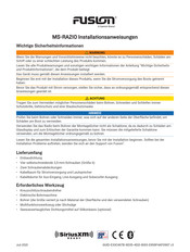 Fusion MS-RA210 Installationsanweisungen