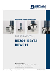 Bardiani Valvole BBWS11EX Bedienungs- Und Wartungsanleitung