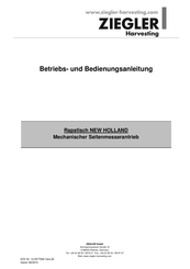 Ziegler NEW HOLLAND Betriebs- Und Bedienungsanleitung