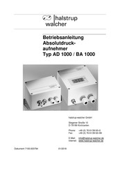 Halstrup-Walcher AD 1000 Betriebsanleitung