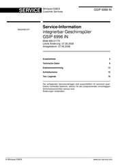 Bauknecht GSIP 6998 IN Serviceinformation