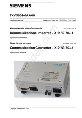 Siemens 7XV5662-0AA00 Hinweise Für Den Gebrauch
